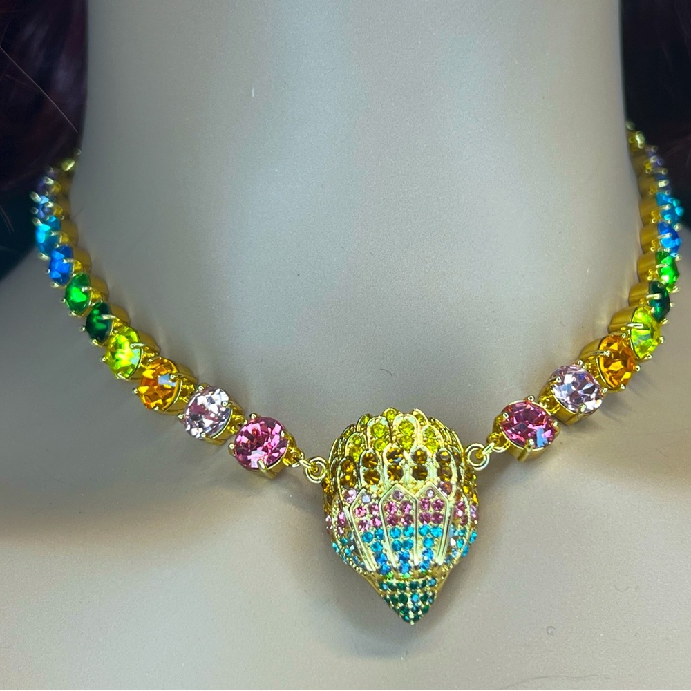 Kurt Geiger London NWT  Signature Eagle Pastel RhineStone Necklace (J153) - Picture 2 of 9